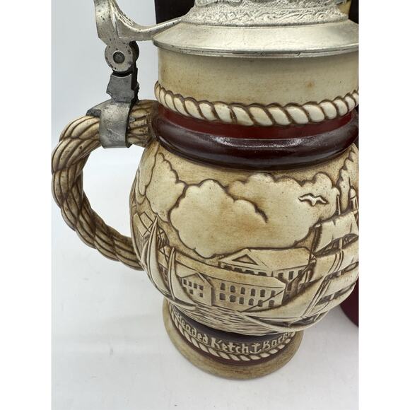 Vintage Avon 1977 Tall Ships Collectors Beer Stein w Lid Hand Made Brazil New - Picture 3 of 7